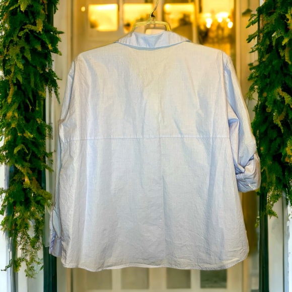 🆕 ZARA Women’s light blue blouse with striped arms- Small - Picture 9 of 9